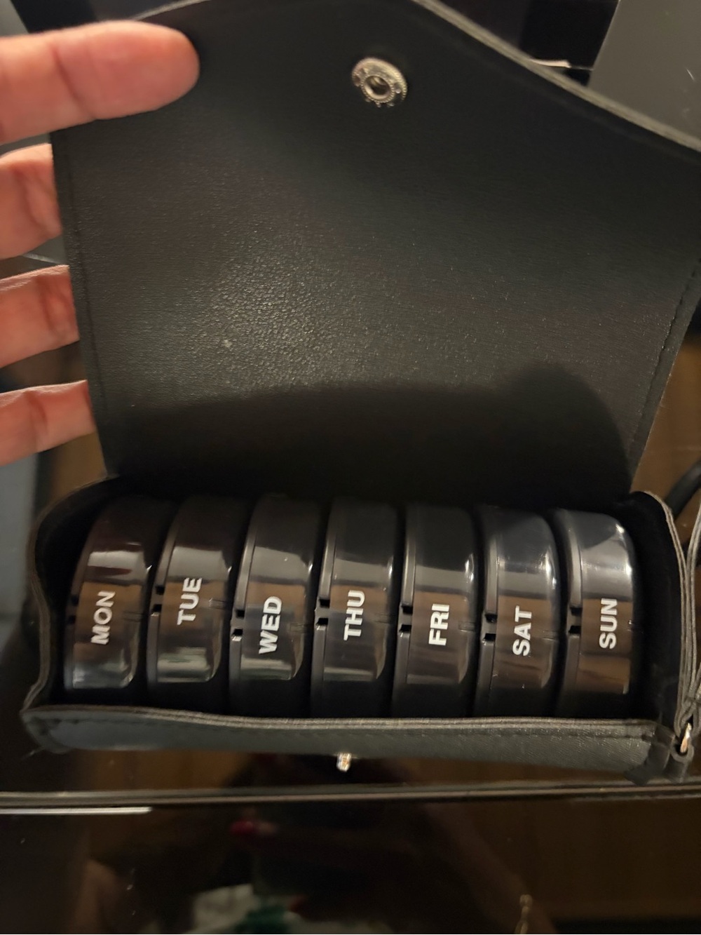 Clear Round Pill Box with Day/Night Icons - Picture 2 of 9